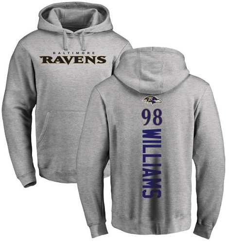 Men Baltimore Ravens Ash Brandon Williams Backer NFL Football #98 Pullover Hoodie Sweatshirt